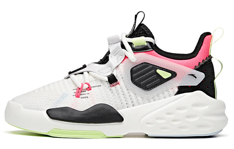 Anta Bastard Slip Resistant Abrasion Resistant Mid top Skateboard Shoes Women's White Black Pink