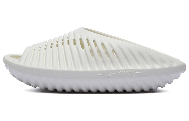 Li-Ning Li Ning Jet Sky Black Slay Quiet Abrasion Resistant Slide Slippers Unisex Cream White