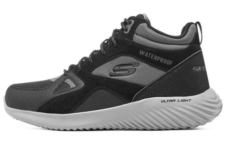 Skechers Bounder Textile, Leather Mid top Casual Shoes Men's Black Gray