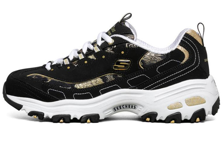 Skechers D Lites 1.0 Black/White/Golden Women's
