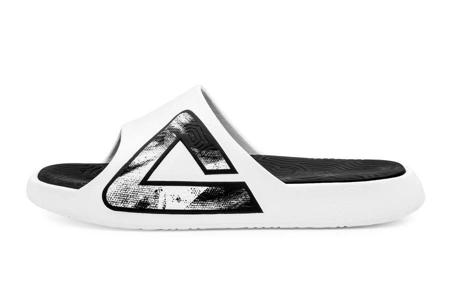 PEAK Tai Ji1.0 Quiet Slip Resistant Abrasion Resistant Slide Slippers Unisex White Black