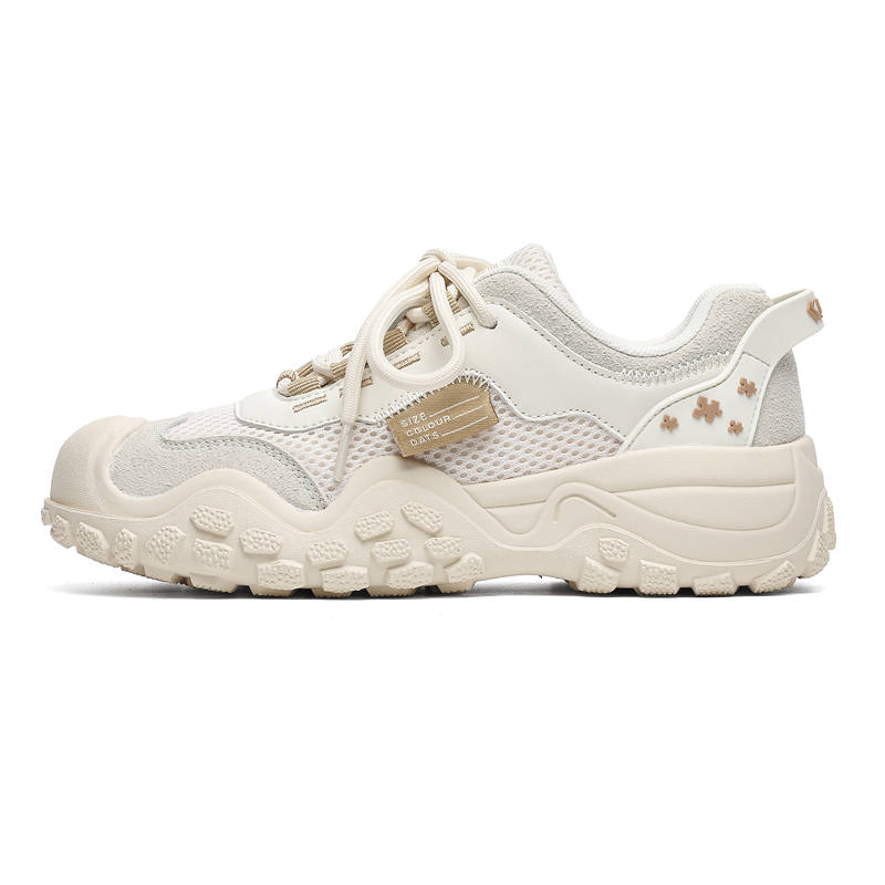 FEIYUE Slip-Resistant Abrasion-Resistant Low-top Casual Shoes Women's Beige Gray
