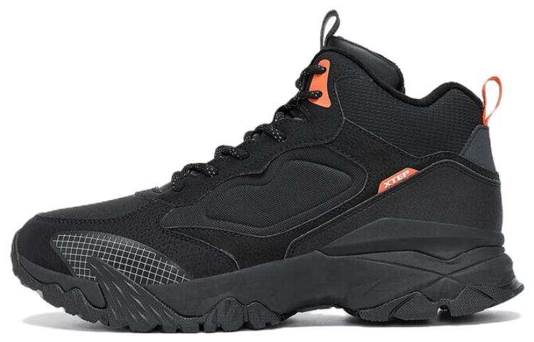 XTEP Volcano Synthetic Leather Slip Resistant, Abrasion Resistant, Thermal High top Sports Casual Shoes Men's Black