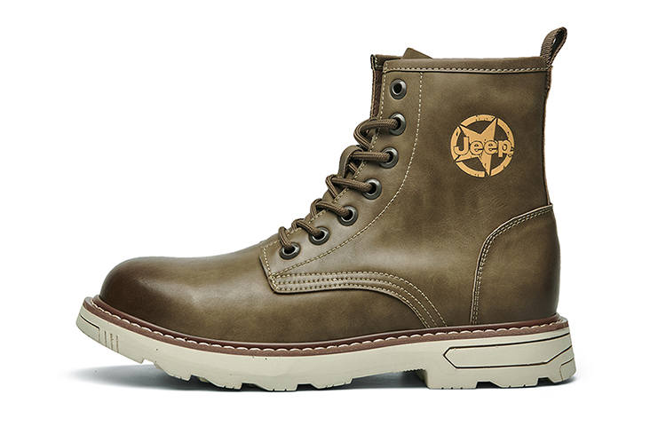 Jeep Jeep Microfiber Leather Short Combat Boots Men's Khaki
