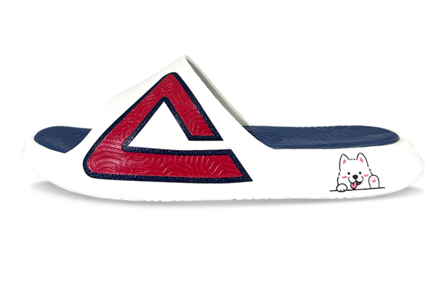 PEAK Tai Ji1.0 Quiet Abrasion Resistant Cushioning Slide Slippers Unisex White Red Blue