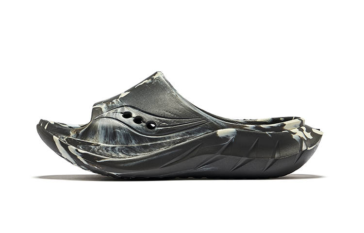 Saucony Slip Resistant Abrasion Resistant Slide Slippers Unisex Dark Gray Beige