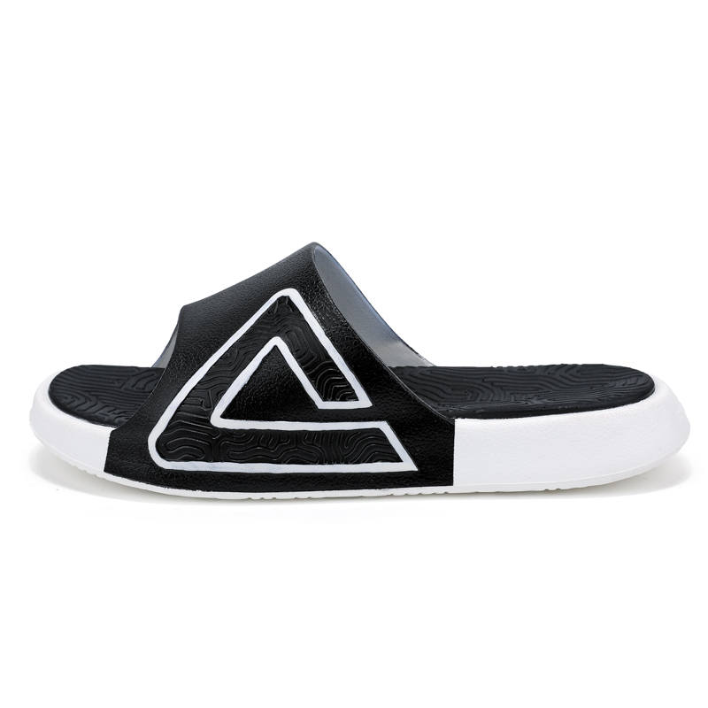 PEAK Slip Resistant Abrasion Resistant Cushioning Slide Slippers Unisex Black White
