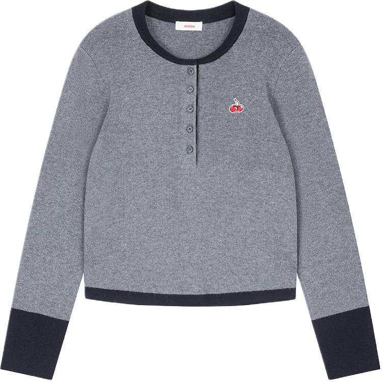 Kirsh SS26 Knitwear Women's Gray Henry Collar Thickened