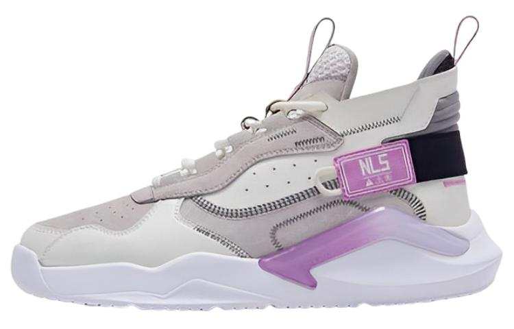 QIAODAN Cushioning Slip Resistant High top Casual Shoes Women's White Gray Purple
