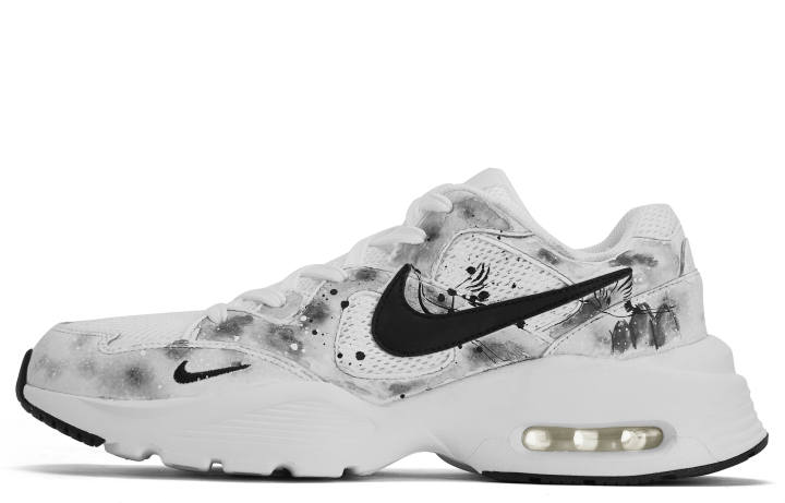 Nike Nike Air Max Fusion Da Vinci Custom, Water To Ink Lightweight Low top Casual Shoes Men's Gray White Black