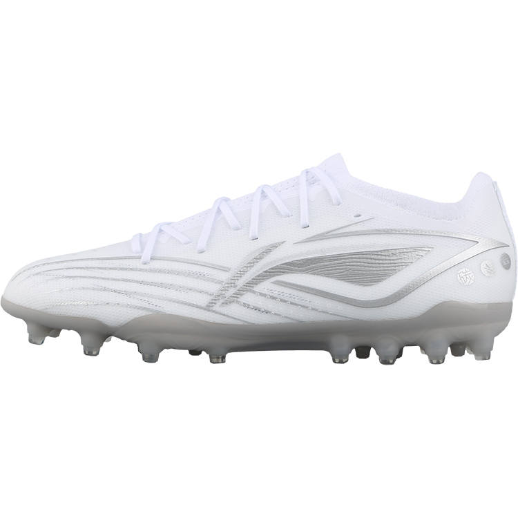 Li-Ning Li Ning MG Multi Ground Artificial Turf Slip Resistant Abrasion Resistant Soccer Shoes Men's White Silver