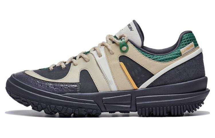 Li-Ning Li Ning Linchi Lite Textile, Synthetic Leather Slip Resistant Abrasion Resistant Low top Casual Shoes Men's Black Umber