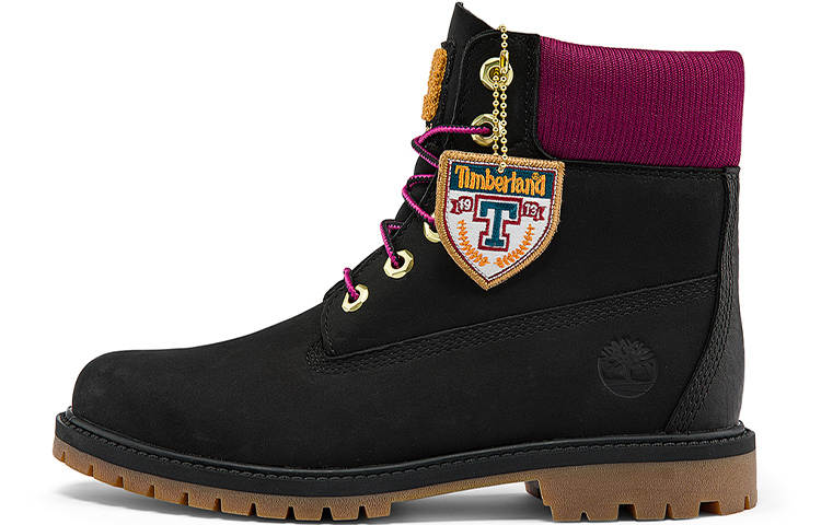 Timberland Heritage 6 Inch Waterproof Boots 'Black Nubuck With Pink' Women's