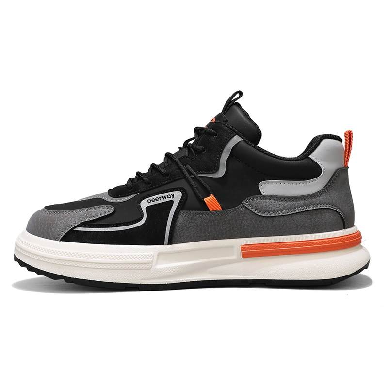 DEERWAY Mid top Casual Shoes Men's Black Gray Orange