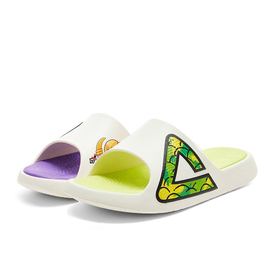 PEAK Taichi Classic Slippers Quiet Slip Resistant Abrasion Resistant Slide Slippers Unisex Purple Green Mismatched