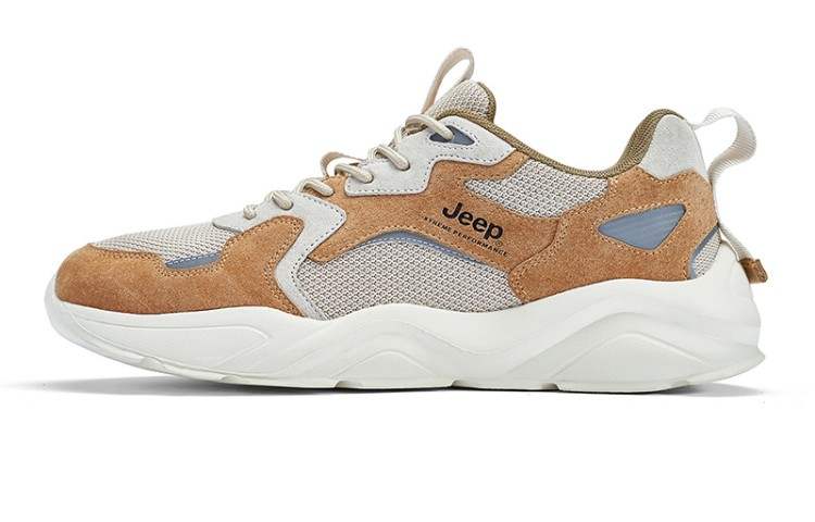 Jeep Textile, Pigskin Low top Athletic Shoes Men's Beige