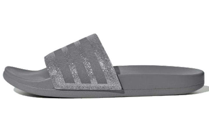 Adidas Adidas Adilette Comfort Slides '3 Stripes Shimmer Grey Platinum' Women's