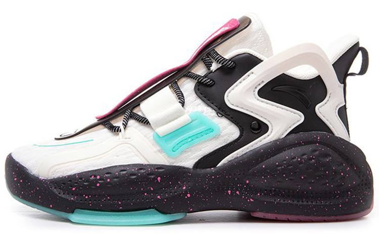 Anta Bastard Cushioning Slip Resistant Abrasion Resistant Low top Chunky Sneakers Women's Black White Green