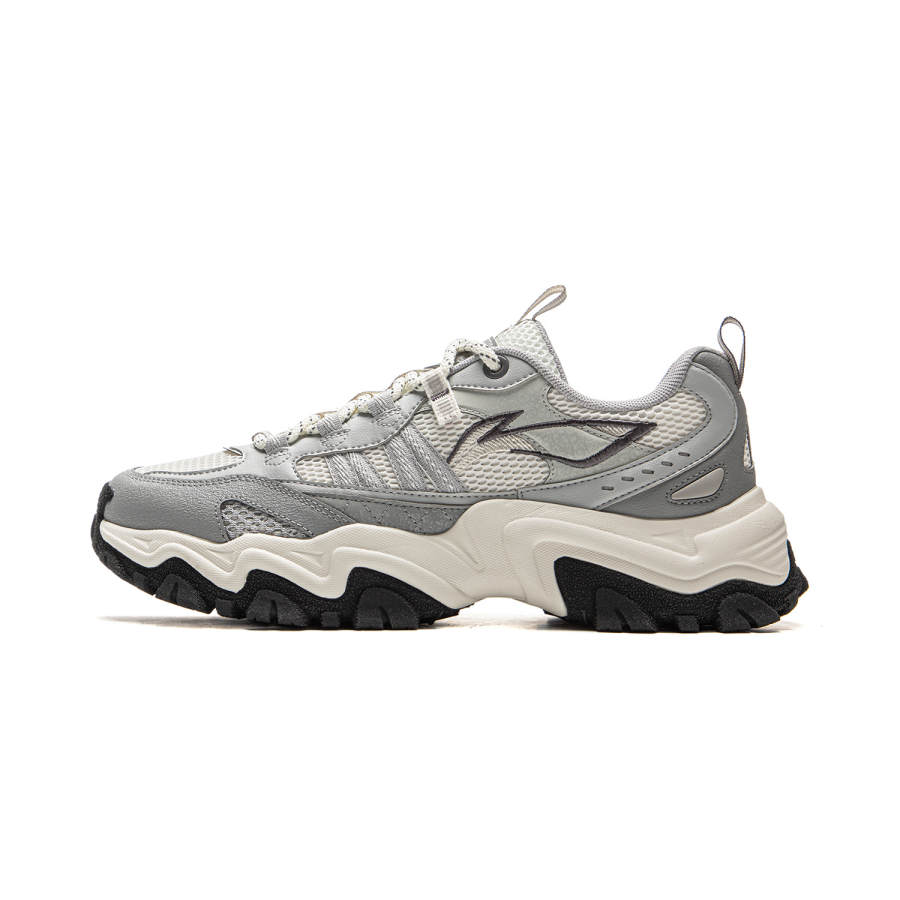 Li-Ning LiNing Shan Xing Cushioning, Slip Resistant, Abrasion Resistant Support Low Top Casual Shoes Men's Gray White