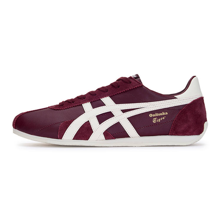 Onitsuka Tiger Runspark Comfortable Round Toe Slip Resistant Abrasion Resistant Low top Casual Shoes Unisex Burgundy