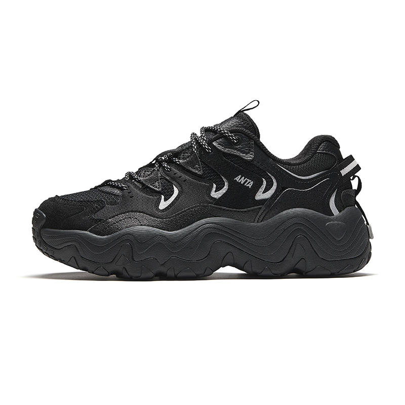 Anta Slip Resistant Abrasion Resistant Slip Resistant Abrasion Resistant Low top Casual Shoes Men's Black Silver