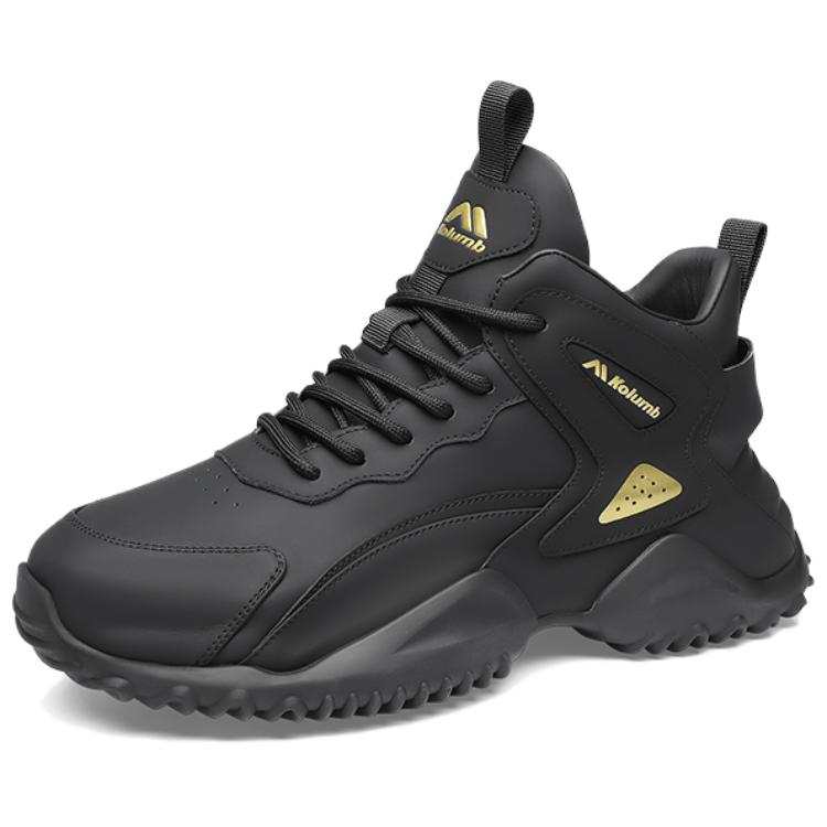 KOLUMB Slip Resistant, Abrasion Resistant, Waterproof High top Casual Shoes Men's Black Gold