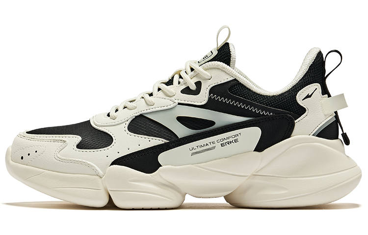 Erke Cushioning Abrasion Resistant Slip Resistant Low top Casual Shoes Women's Ivory White Jet Black