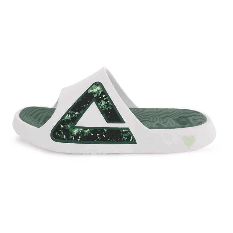 PEAK Tai Ji1.0 Slip Resistant Abrasion Resistant Slide Slippers Unisex White Dark Green