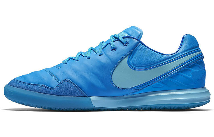 Nike Nike Tiempo IC/in Leather Cushioning Slip Resistant Abrasion Resistant Soccer Shoes Men's Dark Blue