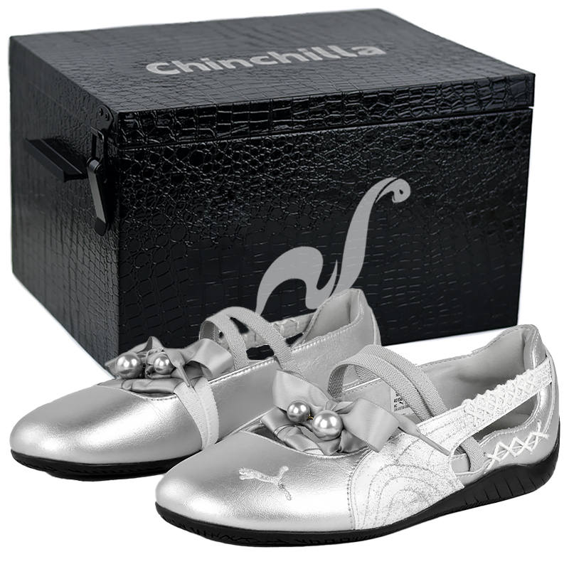 PUMA Speedcat Ballet Magic Wear resistant And Lightweight Low top Casual Shoes Women's Silver White
