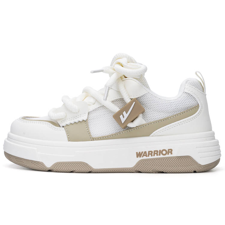WARRIOR Synthetic Leather Abrasion Resistant Abrasion Resistant Low top Casual Shoes Women's White Khaki