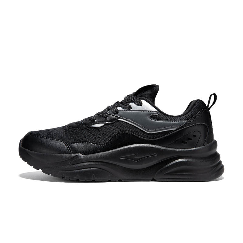 Erke Cushioning Abrasion Resistant Breathable Low top Casual Shoes Men's Jet Black Bright Silver