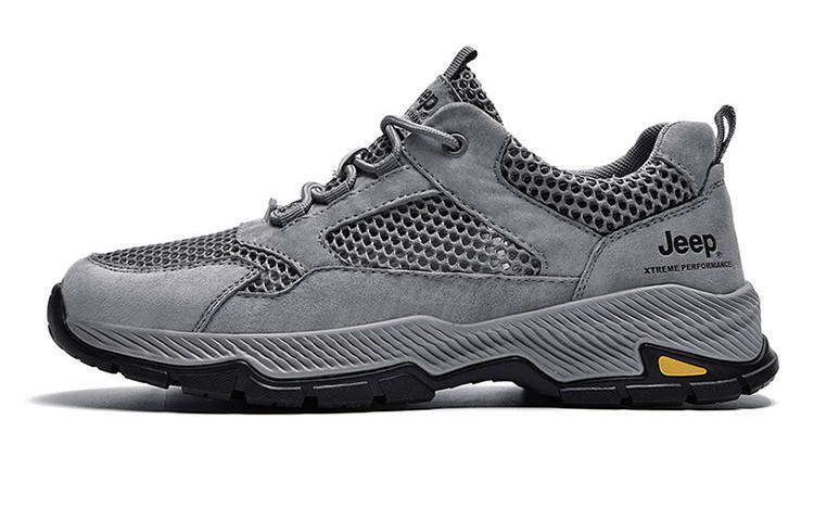 Jeep Cushioning Slip Resistant Abrasion Resistant Breathable Lightweight Low top Casual Shoes Men's Gray