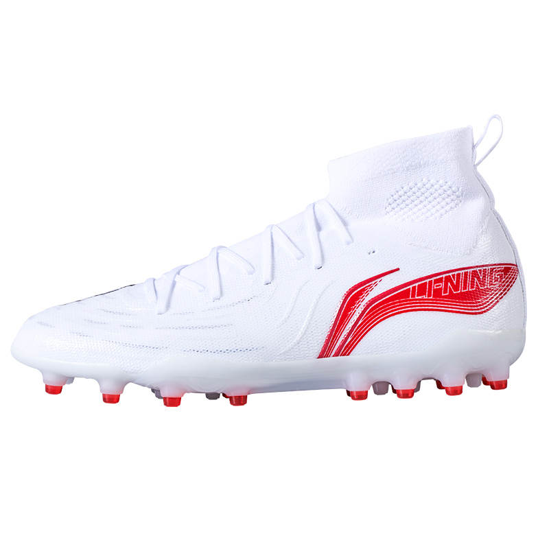 Li-Ning Li Ning Abrasion Resistant Breathable Soccer Shoes Men's White Red