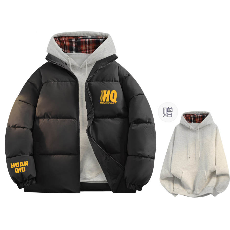 HUANQIU Down Jackets Unisex Stand Collar Thickened Puffer Jacket