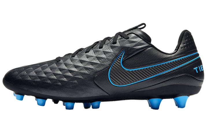 Nike Nike AG Artificial Ground Leather Cushioning Slip Resistant Abrasion Resistant Soccer Shoes Men's Black Blue