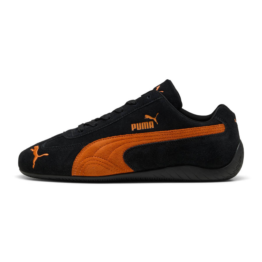 PUMA Speedcat Cow Leather Abrasion Resistant Low top Casual Shoes Unisex Black Orange