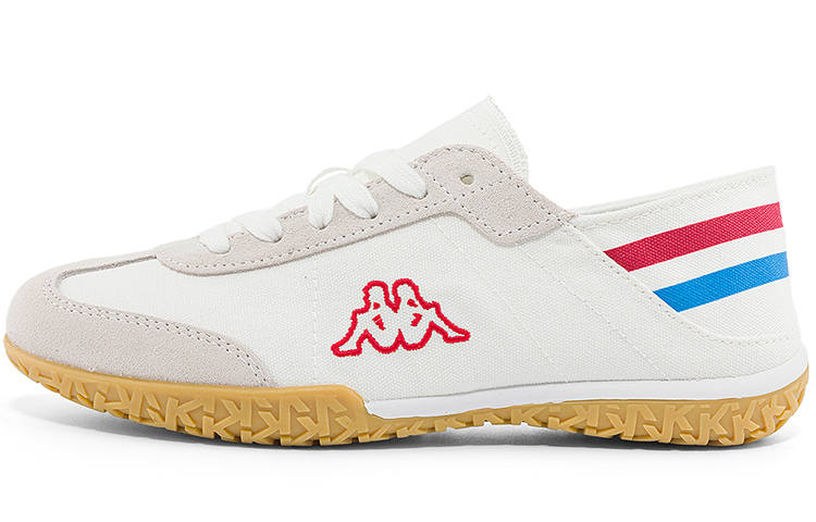 Kappa Textile, Suede Slip Resistant Abrasion Resistant Low top Casual Shoes Unisex White Red