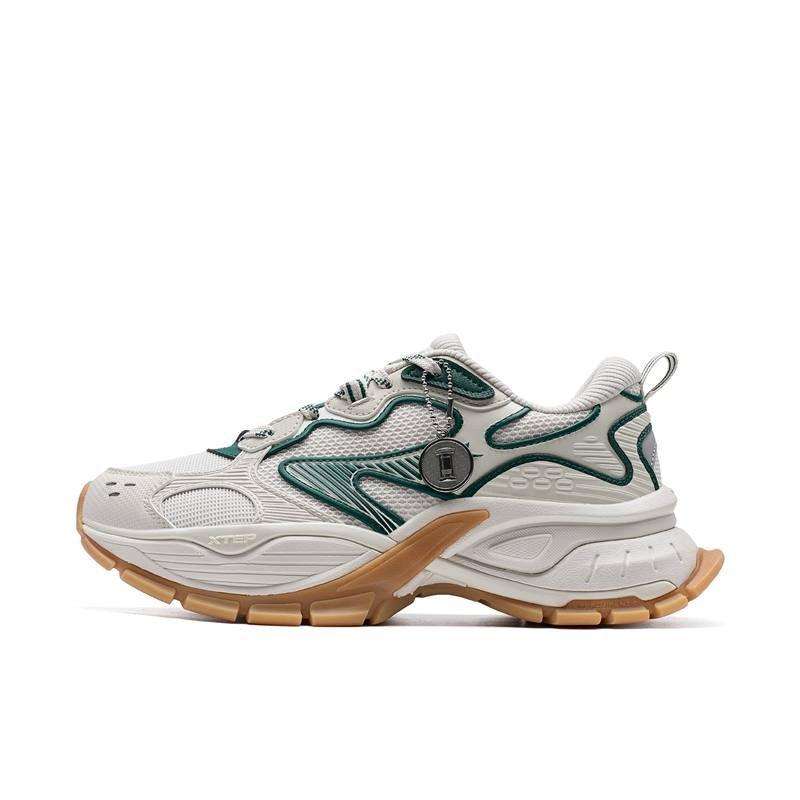 XTEP Basque Height Increasing Abrasion Resistant Low top Casual Shoes Women's Gray Green