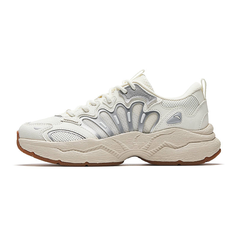 Anta Cushioning, Wear Resistant Low top Casual Shoes Women's Ivory White Silver