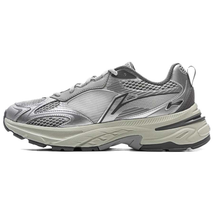Li-Ning Li Ning Cushioning Slip Resistant Abrasion Resistant Breathable Rebound Low top Casual Shoes Men's Silver Gray
