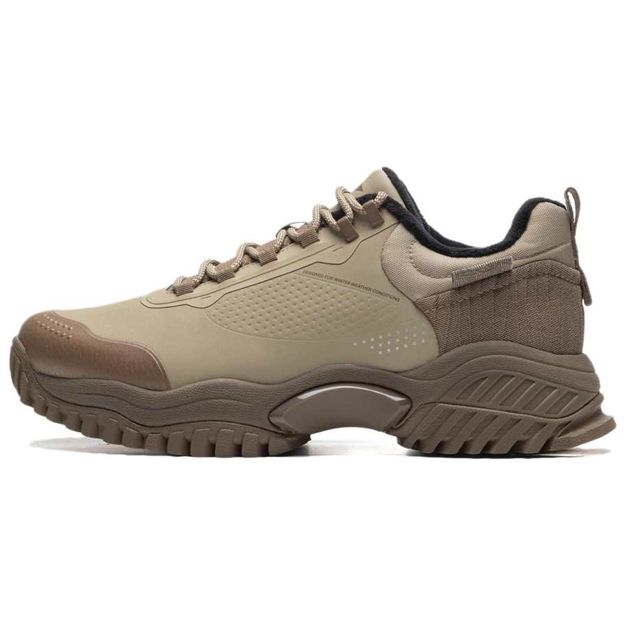 Li-Ning Li Ning Abrasion Resistant Thermal Low top Casual Shoes Men's Beige Brown