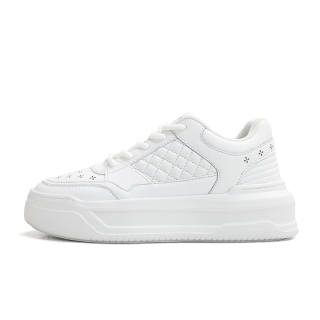KVIV Height Increasing Lightweight Breathable Low top Casual Shoes Unisex White