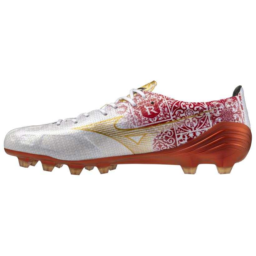 Mizuno Slip Resistant Abrasion Resistant Soccer Shoes Unisex White Red