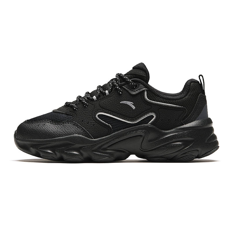 Anta Cushioning, Wear Resistant Low top Casual Shoes Women's Black Silver Gray