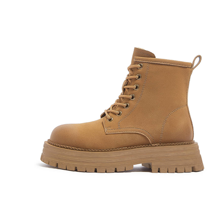 CAMEL CAMEL Vintage Fleece Lined, Platform Height Increasing Combat Boots Women's