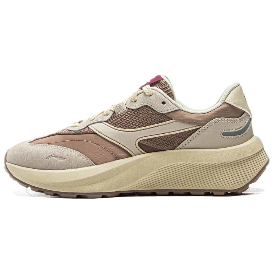 Li-Ning Li Ning Zhongning M500 Cushioning Slip Resistant Abrasion Resistant Support Low top Casual Shoes Women's Beige Brown