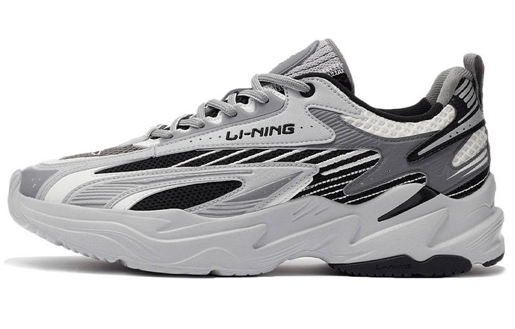 Li-Ning Li Ning Meteor Cushioning Slip Resistant Abrasion Resistant Rebound Low top Sports Casual Shoes Men's Black Gray