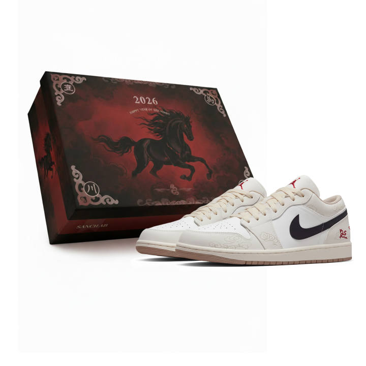 Jordan Jordan Air Jordan 1 Low Sail Three Times Lab, Horse Year, White Horse Riding The Wind, Box Abrasion Resistant