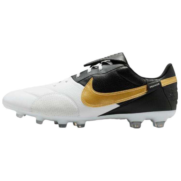 Nike Nike Premier 3 FG Firm Ground Natural Grass Slip Resistant Abrasion Resistant Soccer Shoes Unisex Black White Gold